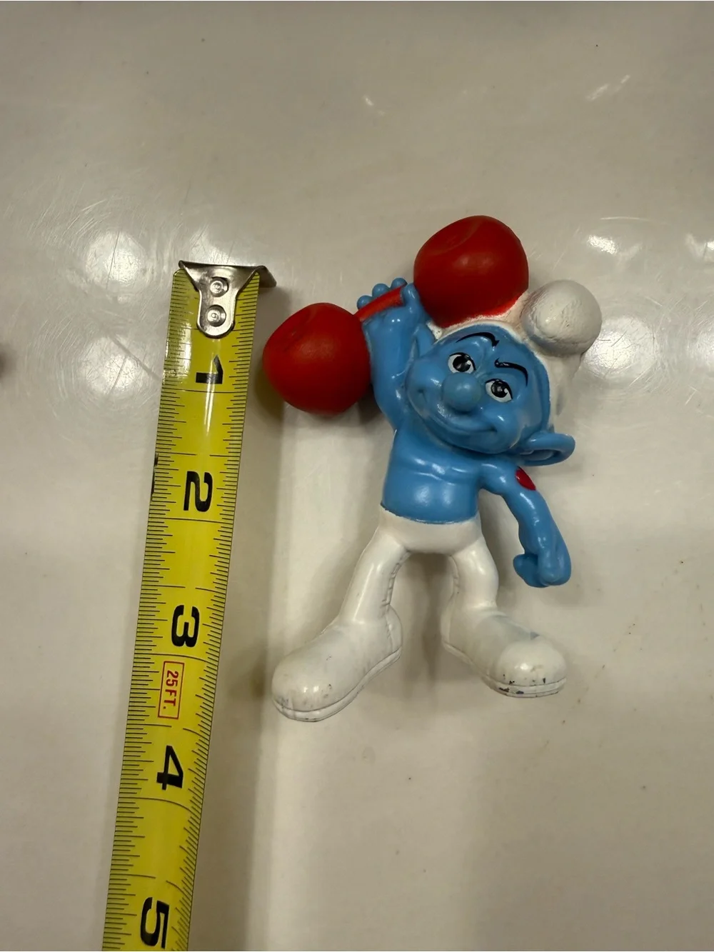 🎉 Hefty The Blue Smurf Figure with Red Dumbbell